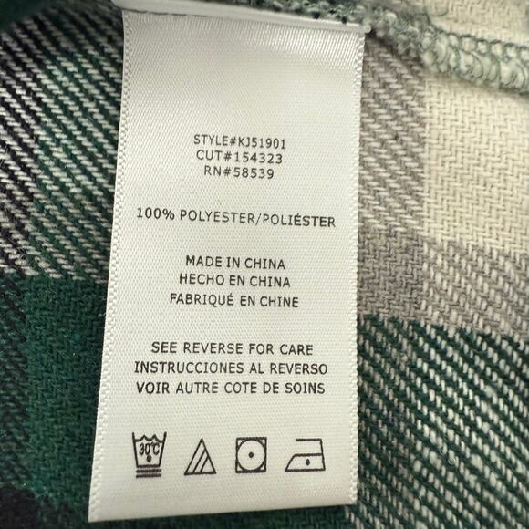 KUT Women’s Green Plaid Cropped Flannel Shirt Button Down Size Small - Picture 6 of 8